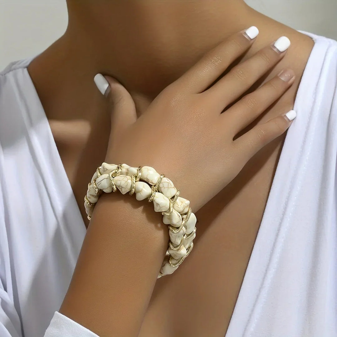 Pulseira Elegante de Ouro Turquesa