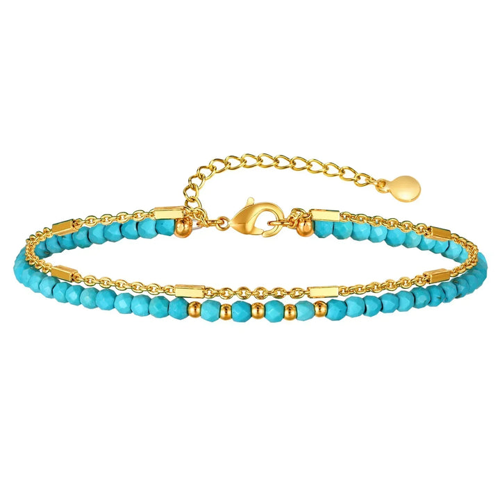 Pulseira de Corrente em Turquesa Dourada Radiante