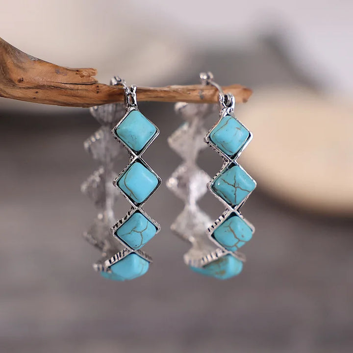 Vintage Turquoise Hoop Earrings