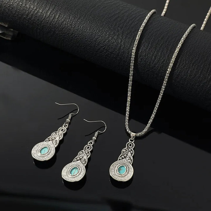 Conjunto de Colar e Brincos Elegantes em Turquesa