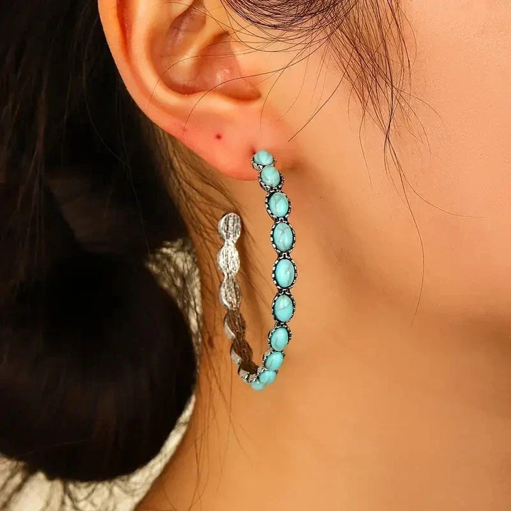 Brincos Circulares Turquesa Chic