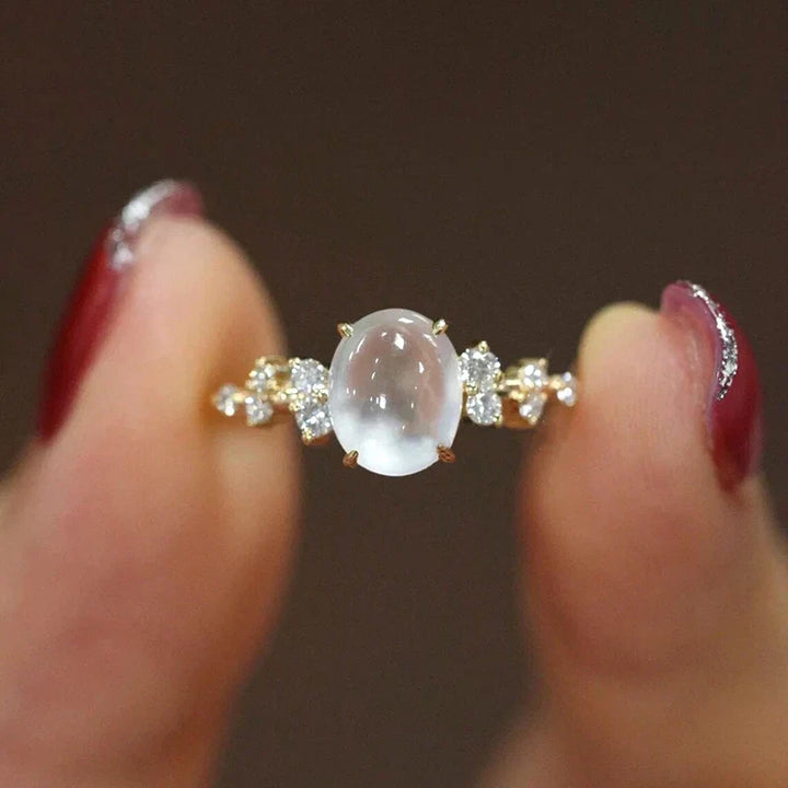 Anel de Diamante de Pedra da Lua