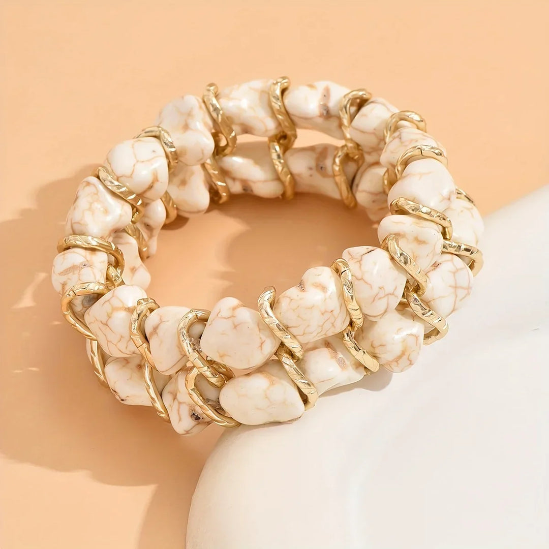 Pulseira Elegante de Ouro Turquesa