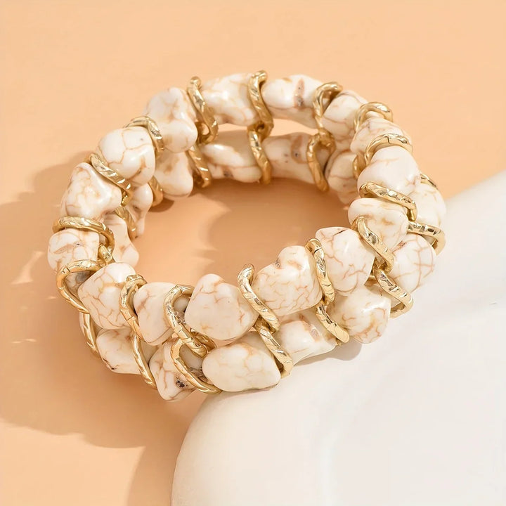 Pulseira Elegante de Ouro Turquesa