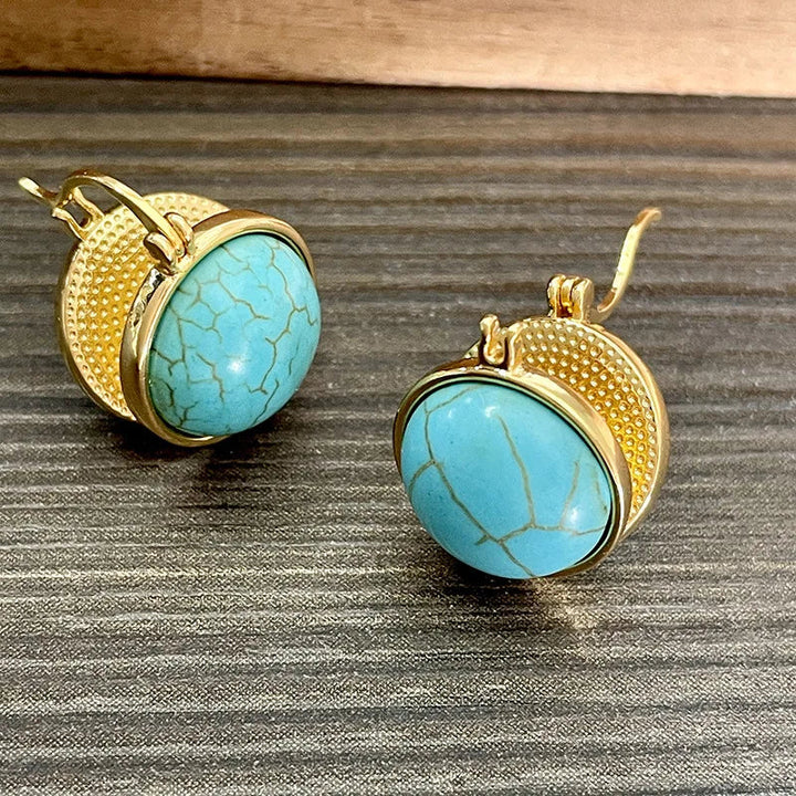 Brincos de Estudo Vintage em Turquesa