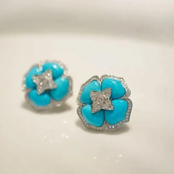 Brincos de Flor Turquesa Intimista