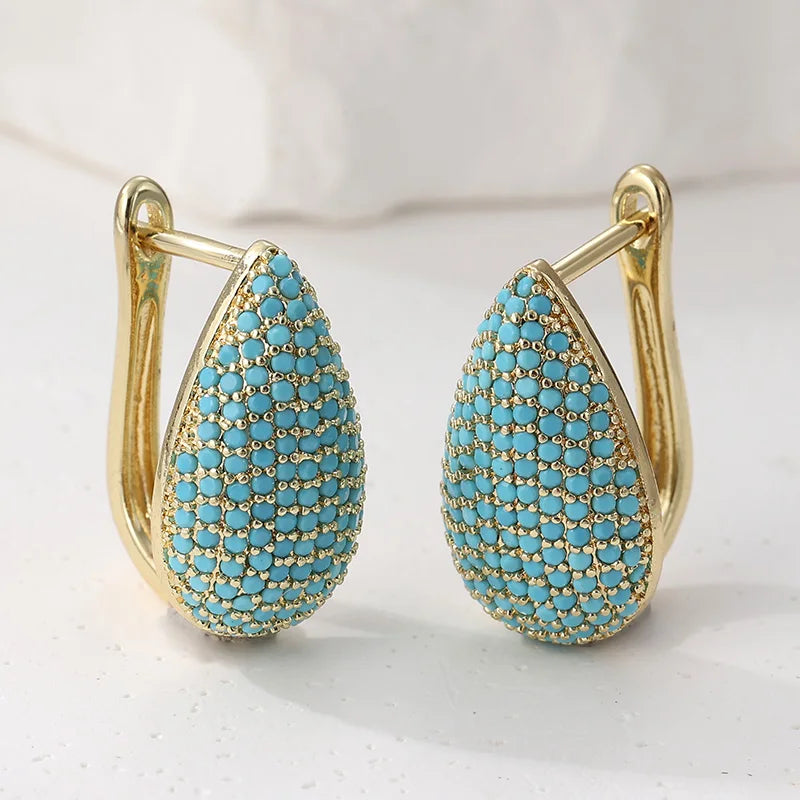 Brincos em Forma de Gota Turquesa