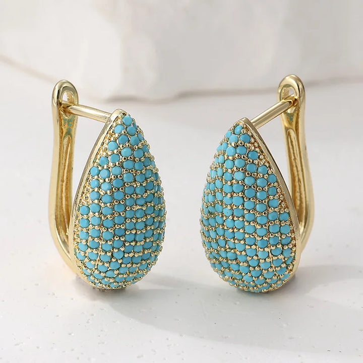 Brincos em Forma de Gota Turquesa
