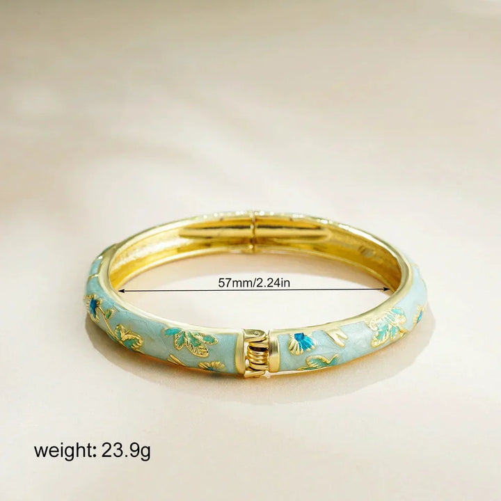 Pulseira Cloisonné Floral Vintage Elegante