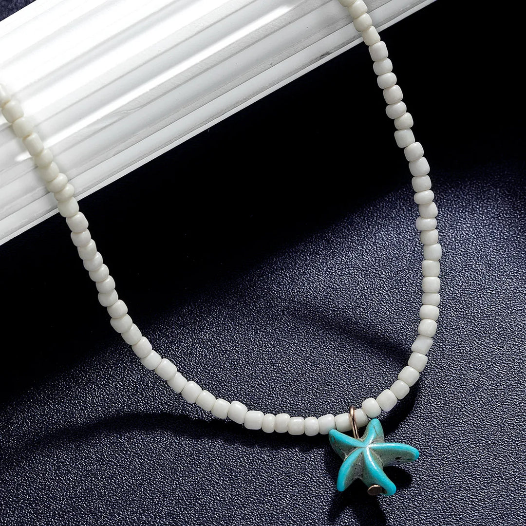 Colar de Estrela do Mar Turquesa Elegante