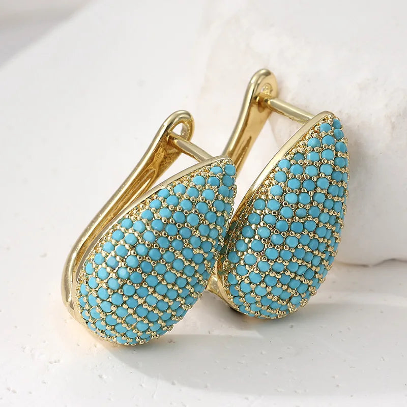 Brincos em Forma de Gota Turquesa