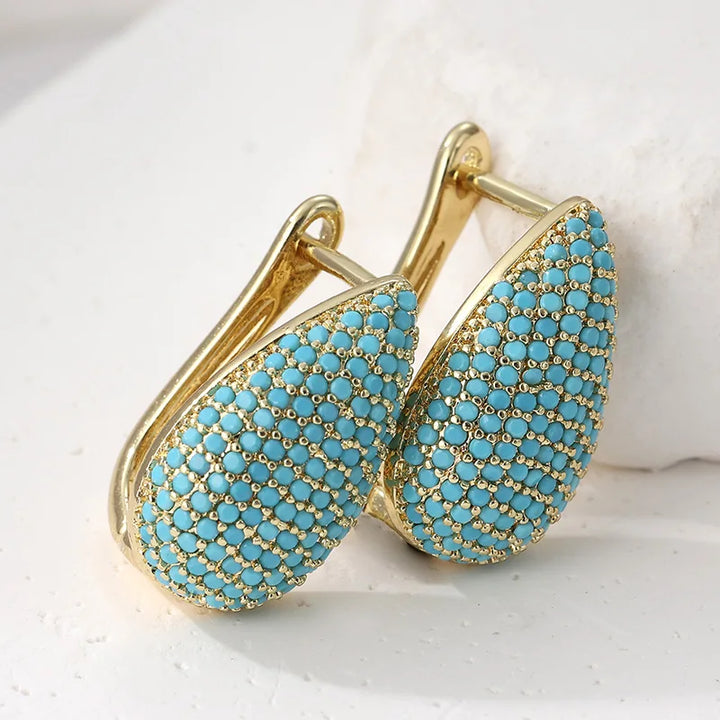 Brincos em Forma de Gota Turquesa