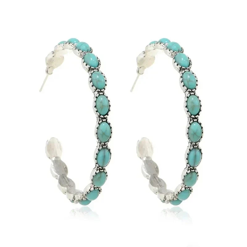Brincos Circulares Turquesa Chic
