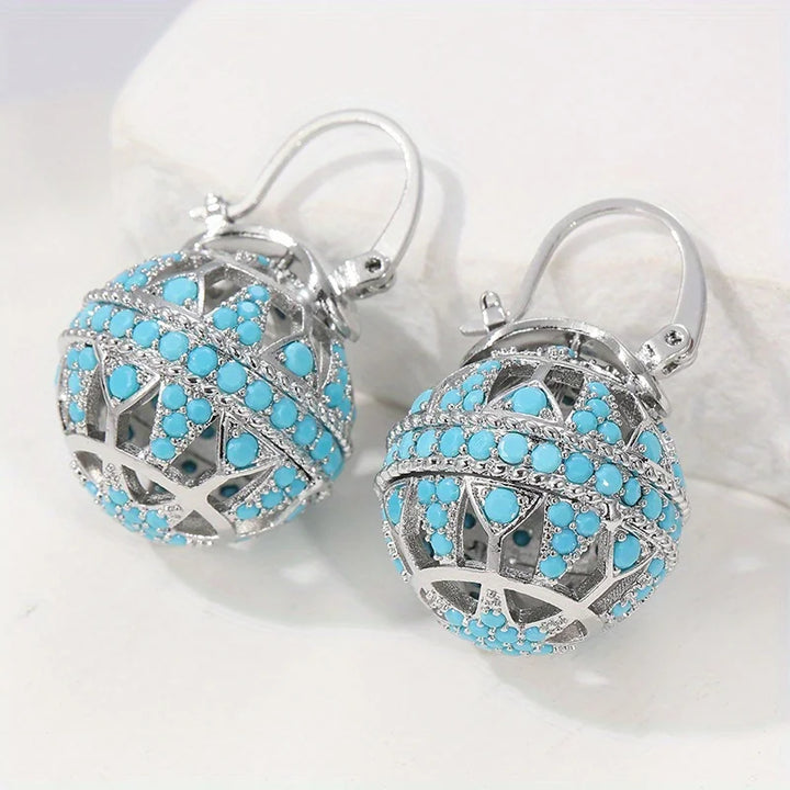 Brincos Mandala Turquesa Dourada