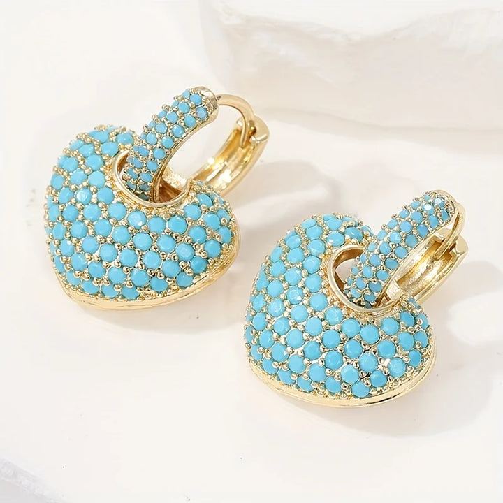 Elegant Turquoise Heart Earrings