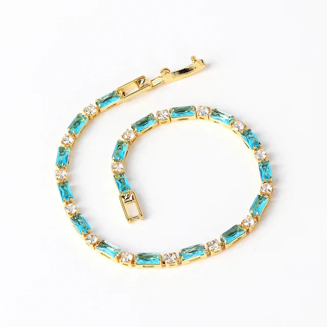 Pulseira Dourada Turquesa Elegante