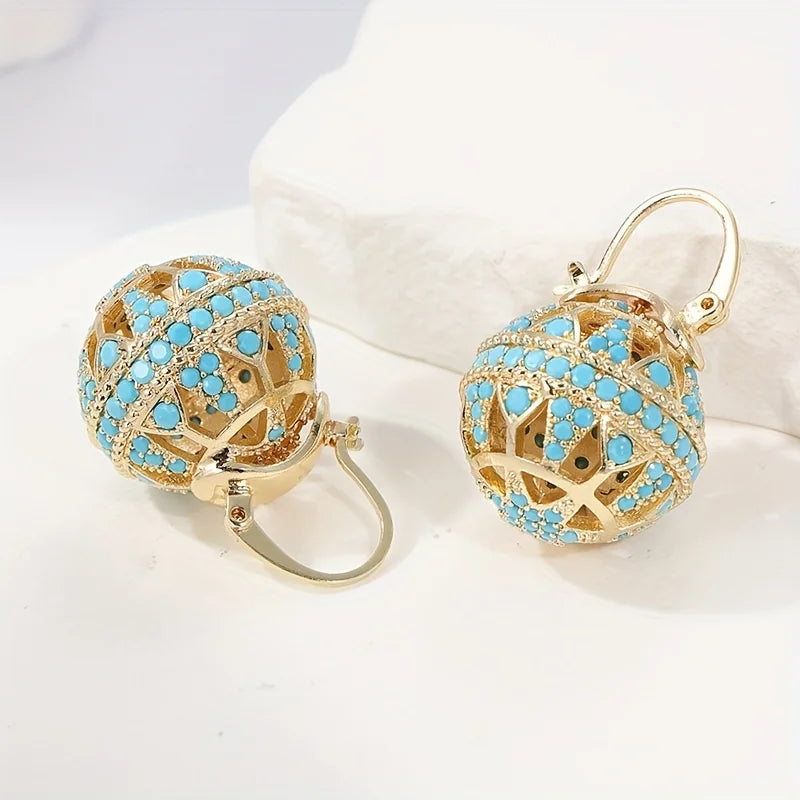 Brincos Mandala Turquesa Dourada