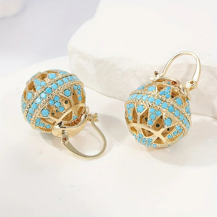 Brincos Mandala Turquesa Dourada