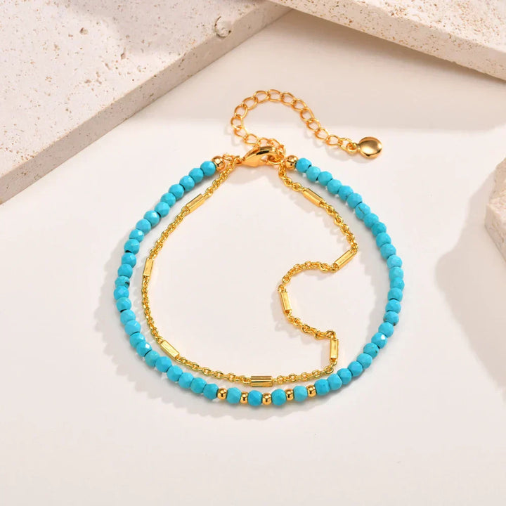 Pulseira de Corrente em Turquesa Dourada Radiante