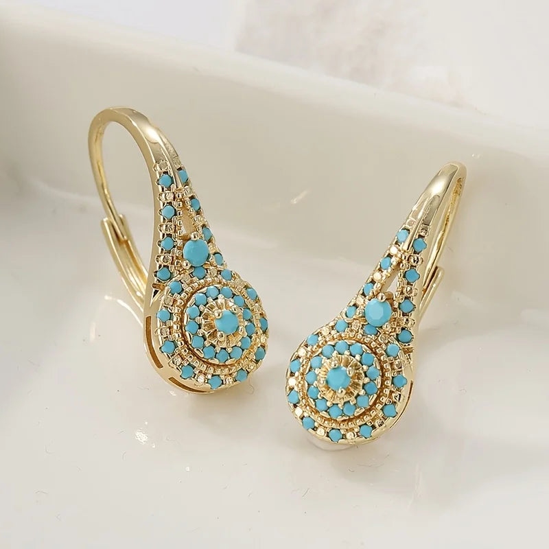 Brincos Gilded Turquoise Bloom