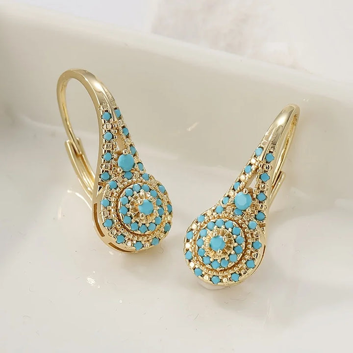 Brincos Gilded Turquoise Bloom