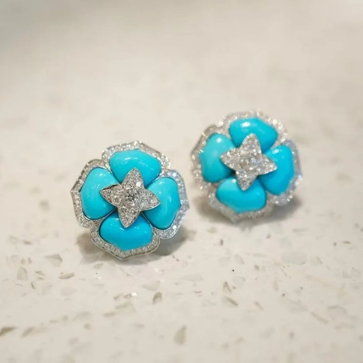 Brincos de Flor Turquesa Intimista