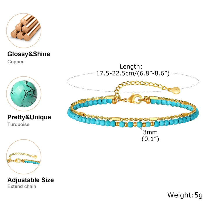 Pulseira de Corrente em Turquesa Dourada Radiante
