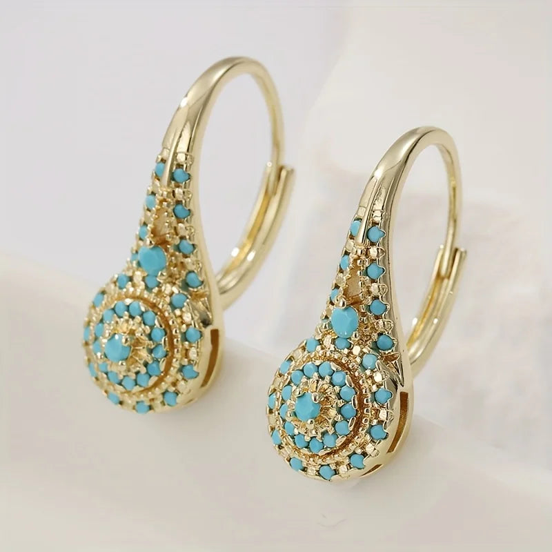 Brincos Gilded Turquoise Bloom