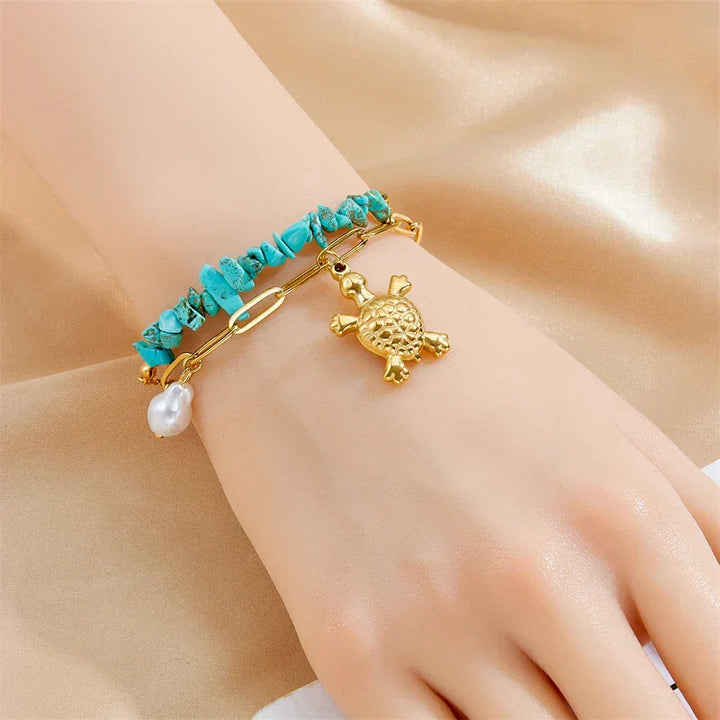 Pulseira Única de Tartaruga Turquesa