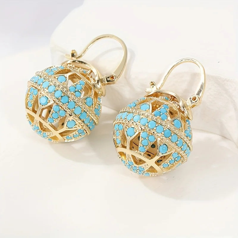 Brincos Mandala Turquesa Dourada
