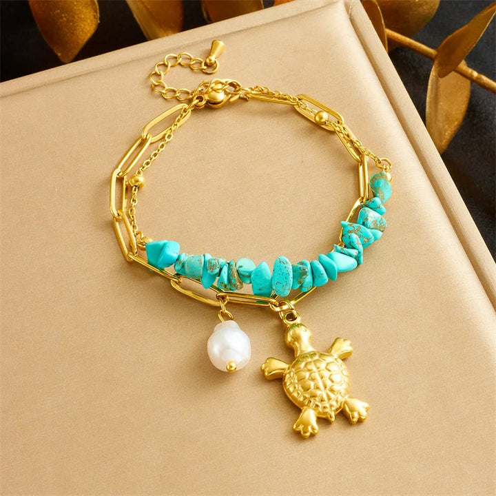 Pulseira Única de Tartaruga Turquesa