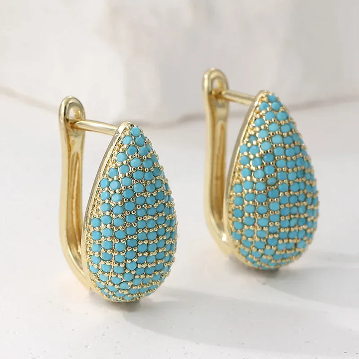 Brincos em Forma de Gota Turquesa
