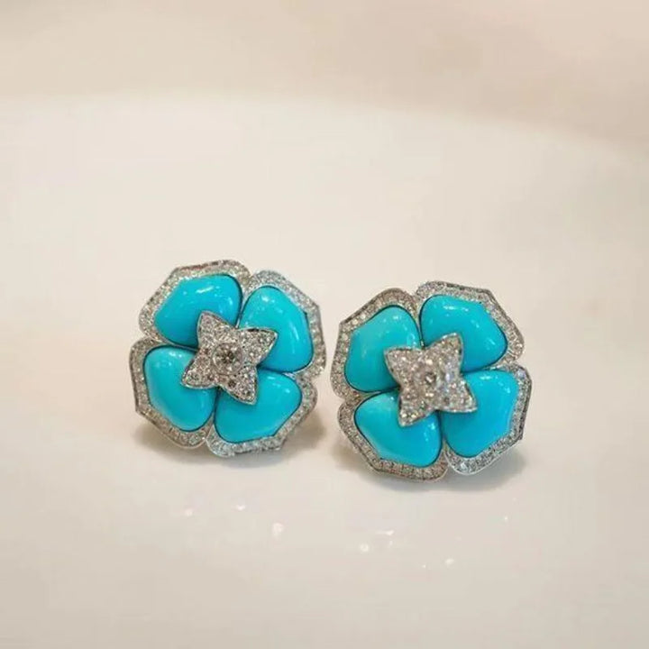 Brincos de Flor Turquesa Intimista