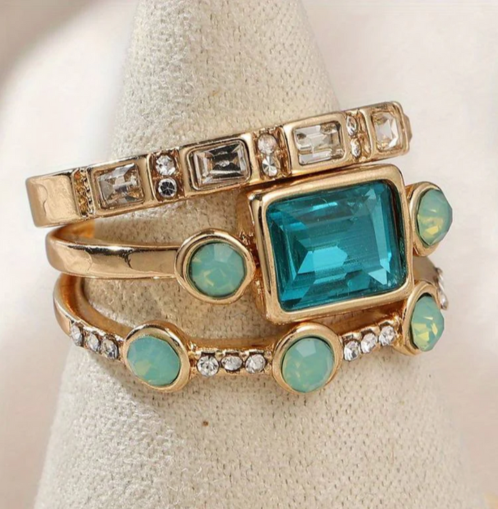 Conjunto de Anéis de Cristal Espumante