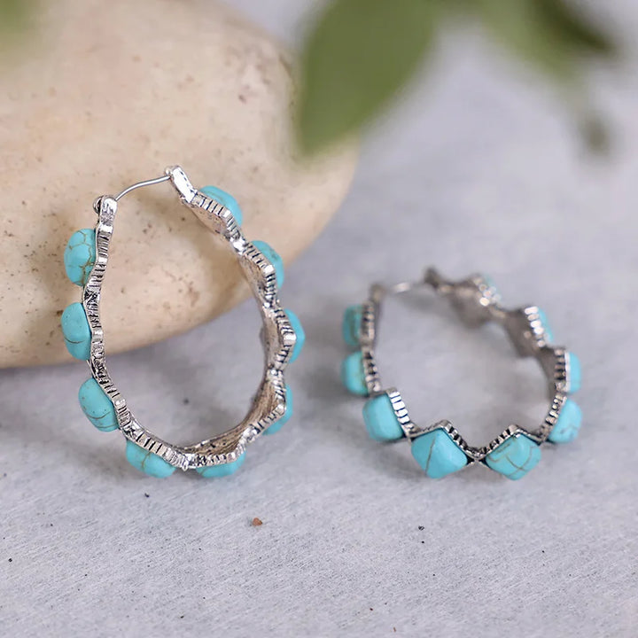 Vintage Turquoise Hoop Earrings