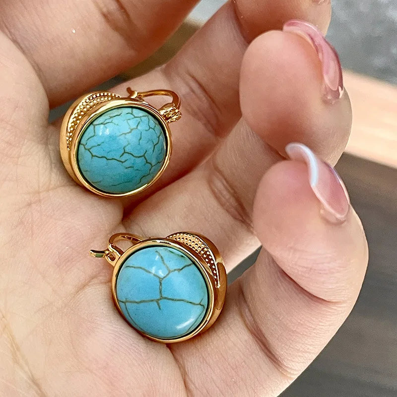 Brincos de Estudo Vintage em Turquesa