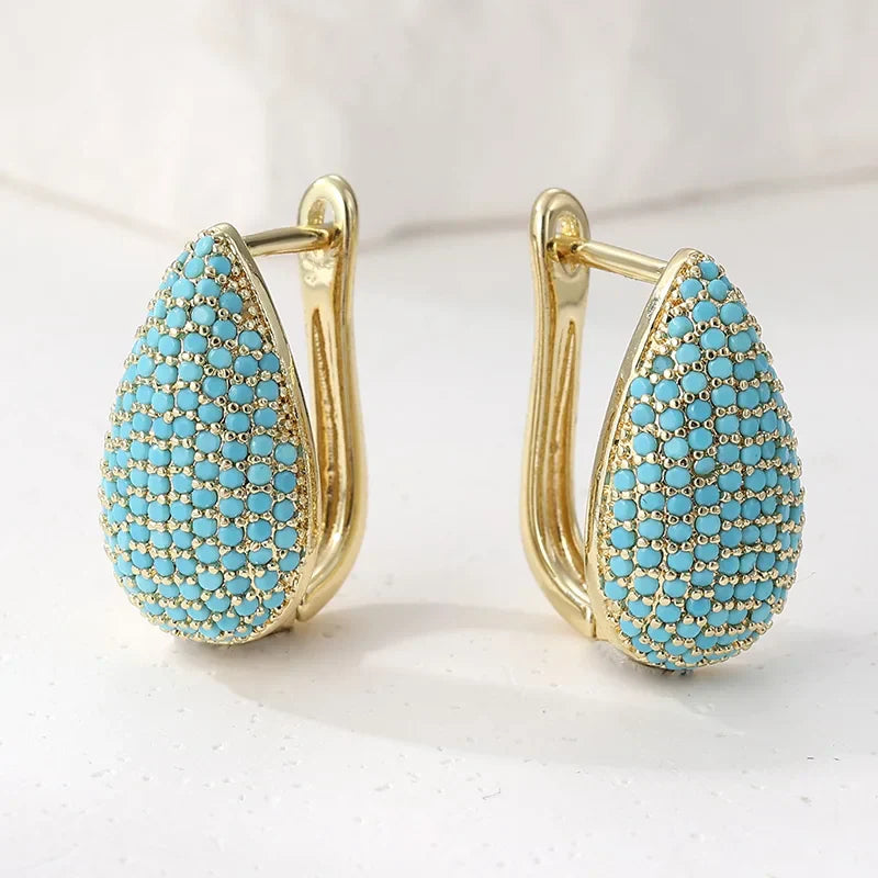 Brincos em Forma de Gota Turquesa