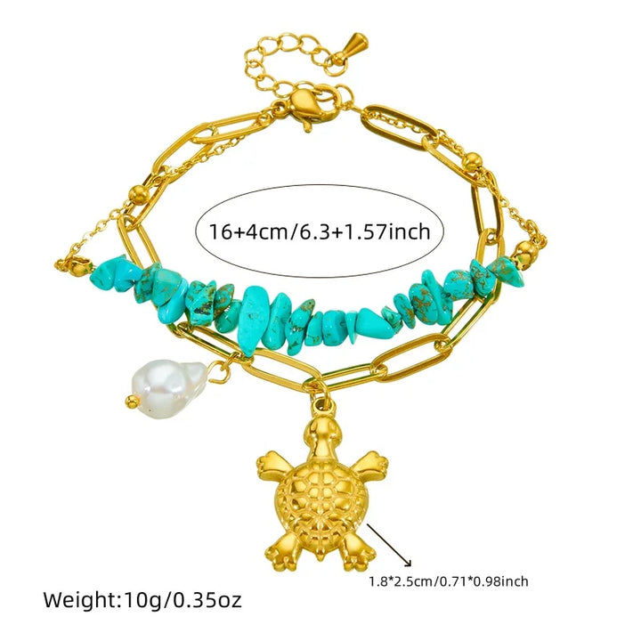 Pulseira Única de Tartaruga Turquesa