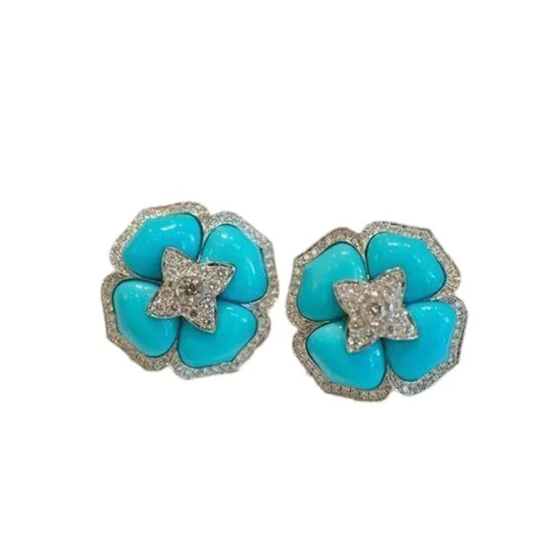 Brincos de Flor Turquesa Intimista