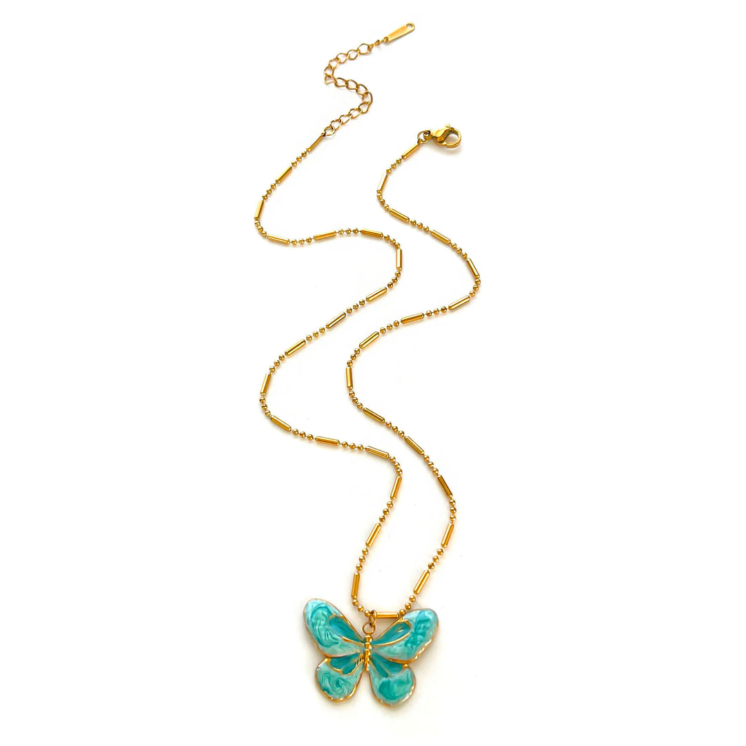 Conjunto de Colar em Camadas Bonito com Borboleta e Gota