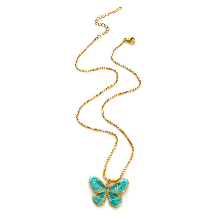 Conjunto de Colar em Camadas Bonito com Borboleta e Gota