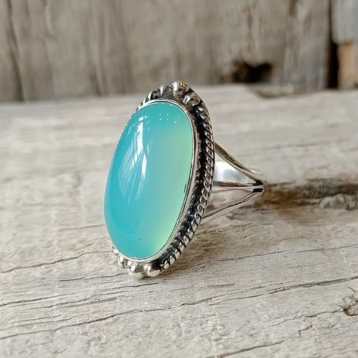 Anel Prata Turquesa Inspirado em Vintage