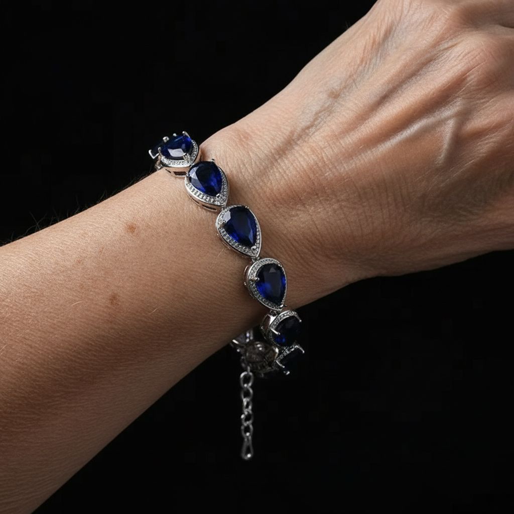 Pulseira Torcida de Safira Glamourosa