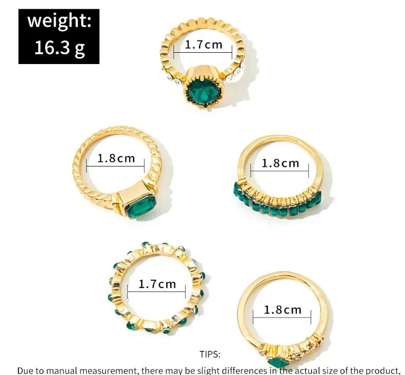 Conjunto de Anéis Palazzo Emerald