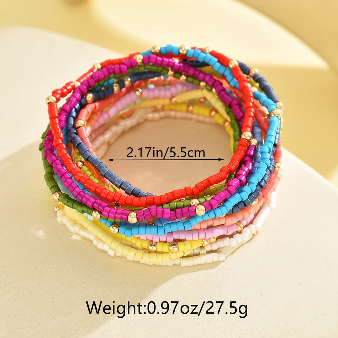 Conjunto de Pulseiras de Contas Coloridas Boho