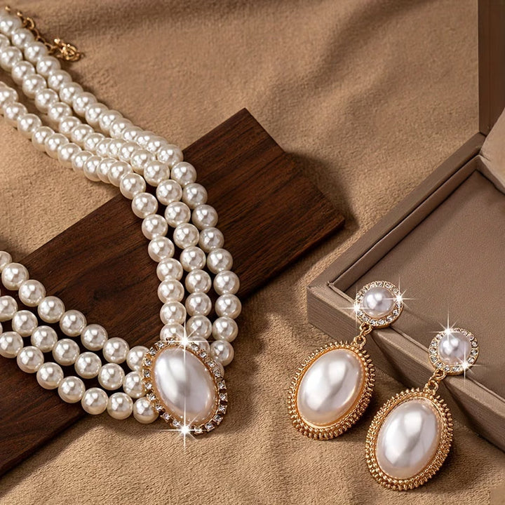 Conjunto de Joias de Pérolas Vintage