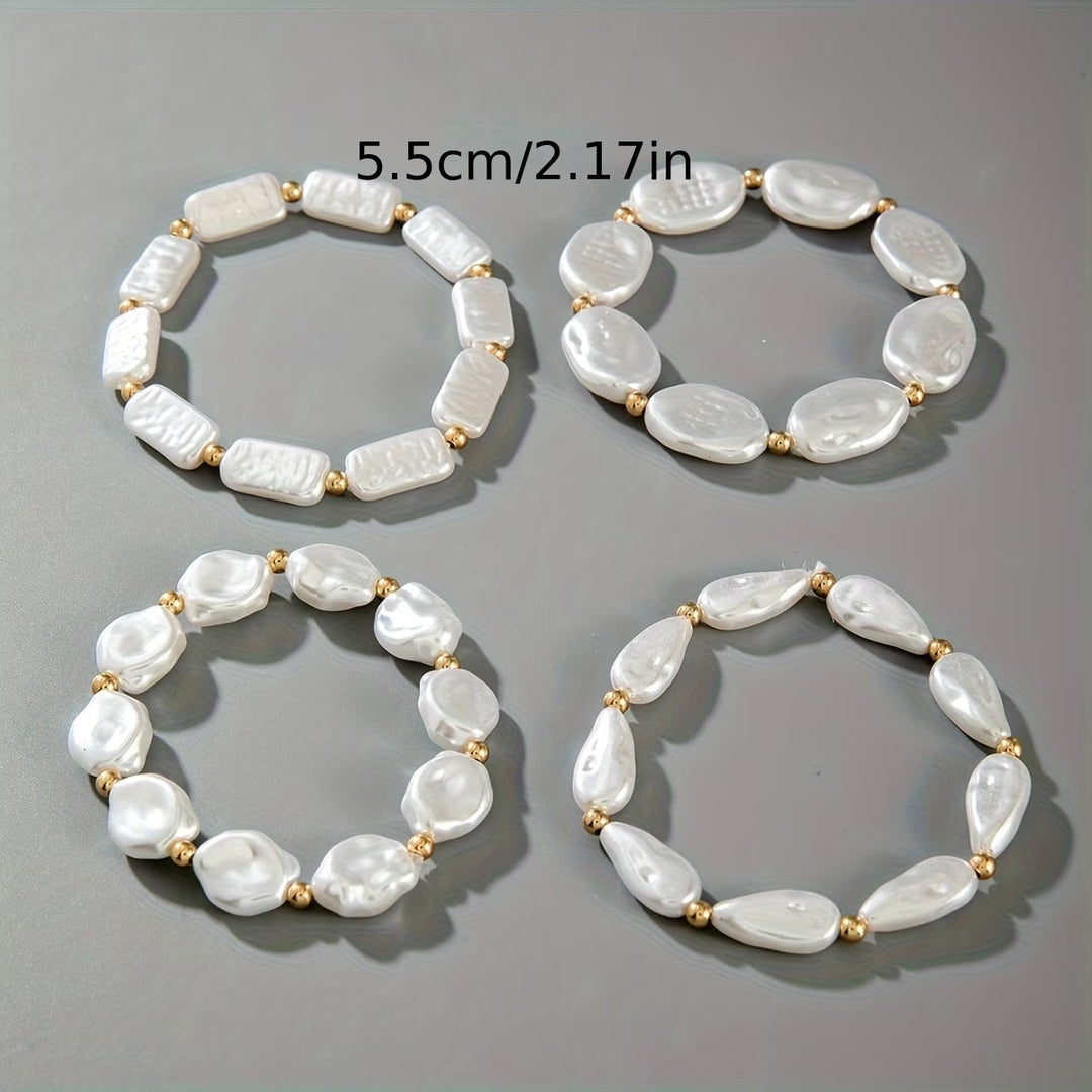 Conjunto de Pulseiras de Pérolas - 4 Peças