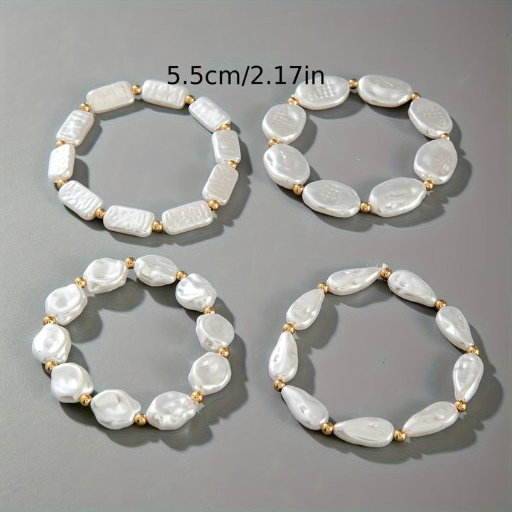 Conjunto de Pulseiras de Pérolas - 4 Peças
