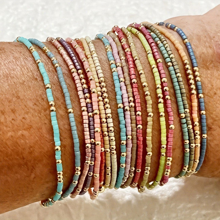 Conjunto de Pulseiras de Contas Coloridas Boho
