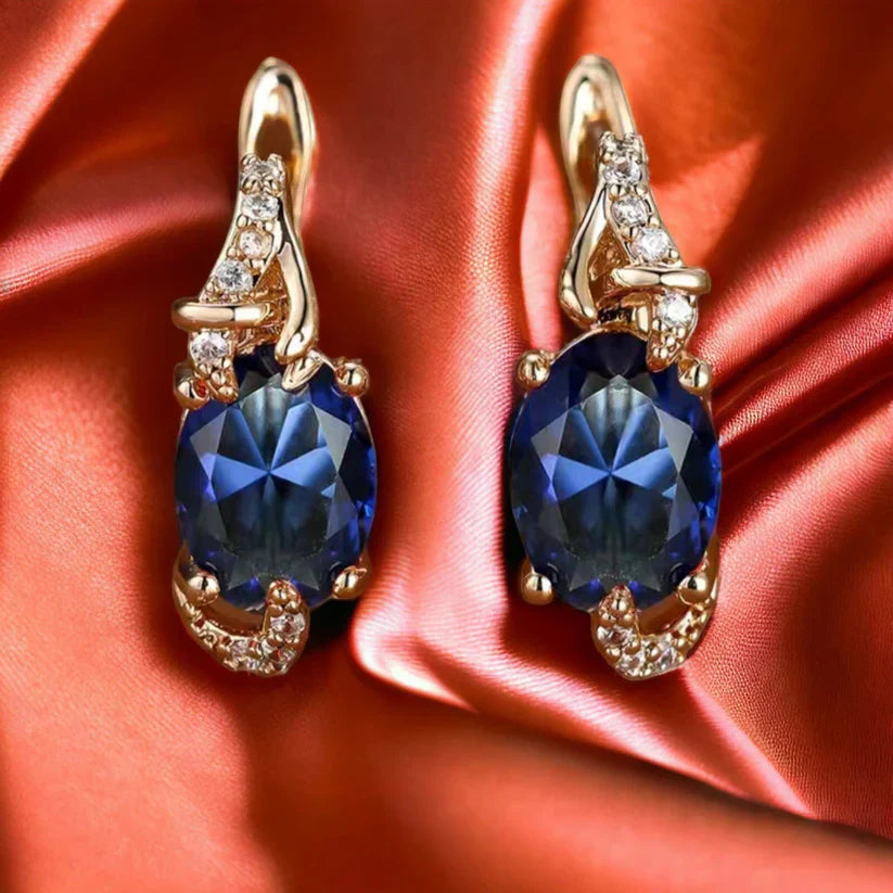 Deslumbrantes Brincos de Ouro com Safira